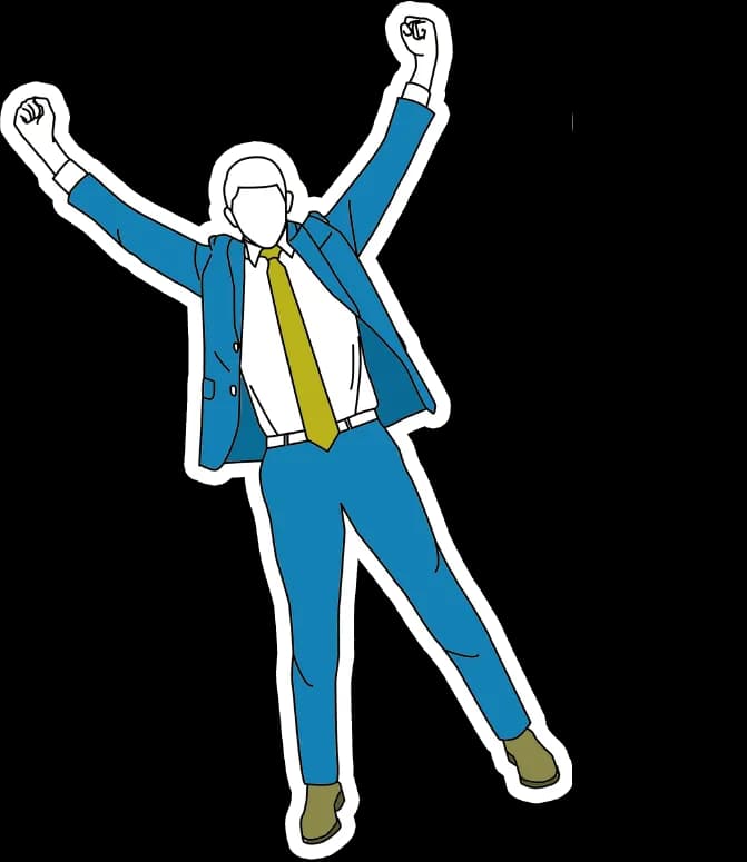 男性が喜んでいるイラスト