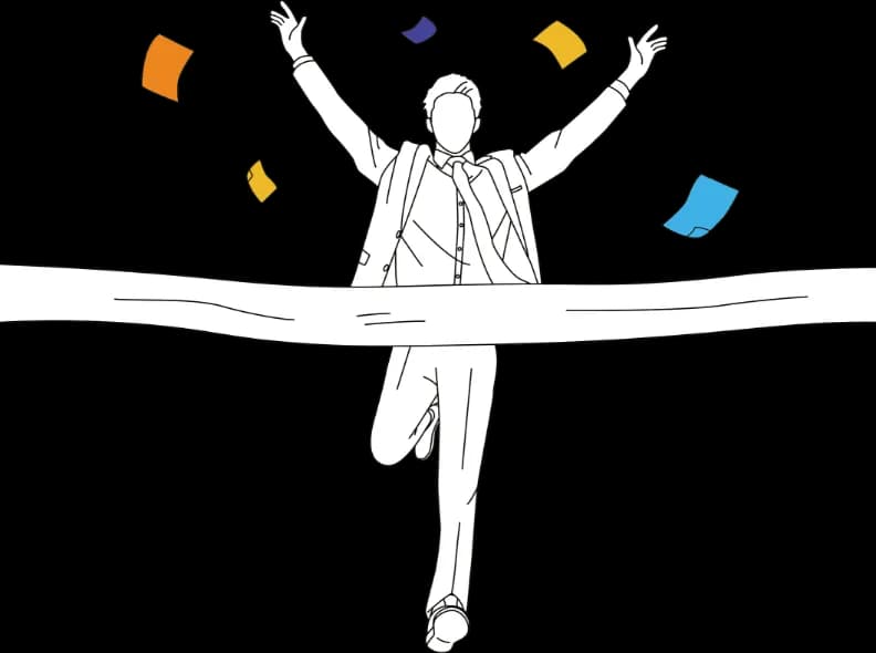 男性がゴールしているイラスト