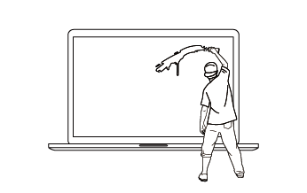 パソコンに描く男性のイラスト